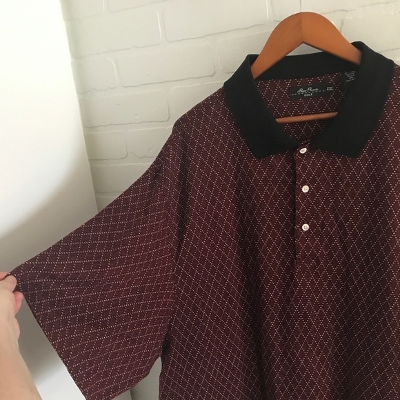Alan Flusser Golf Men’s Polo Shirt Red Wine Black Cream Big and Tall Size 4X - Picture 1 of 5